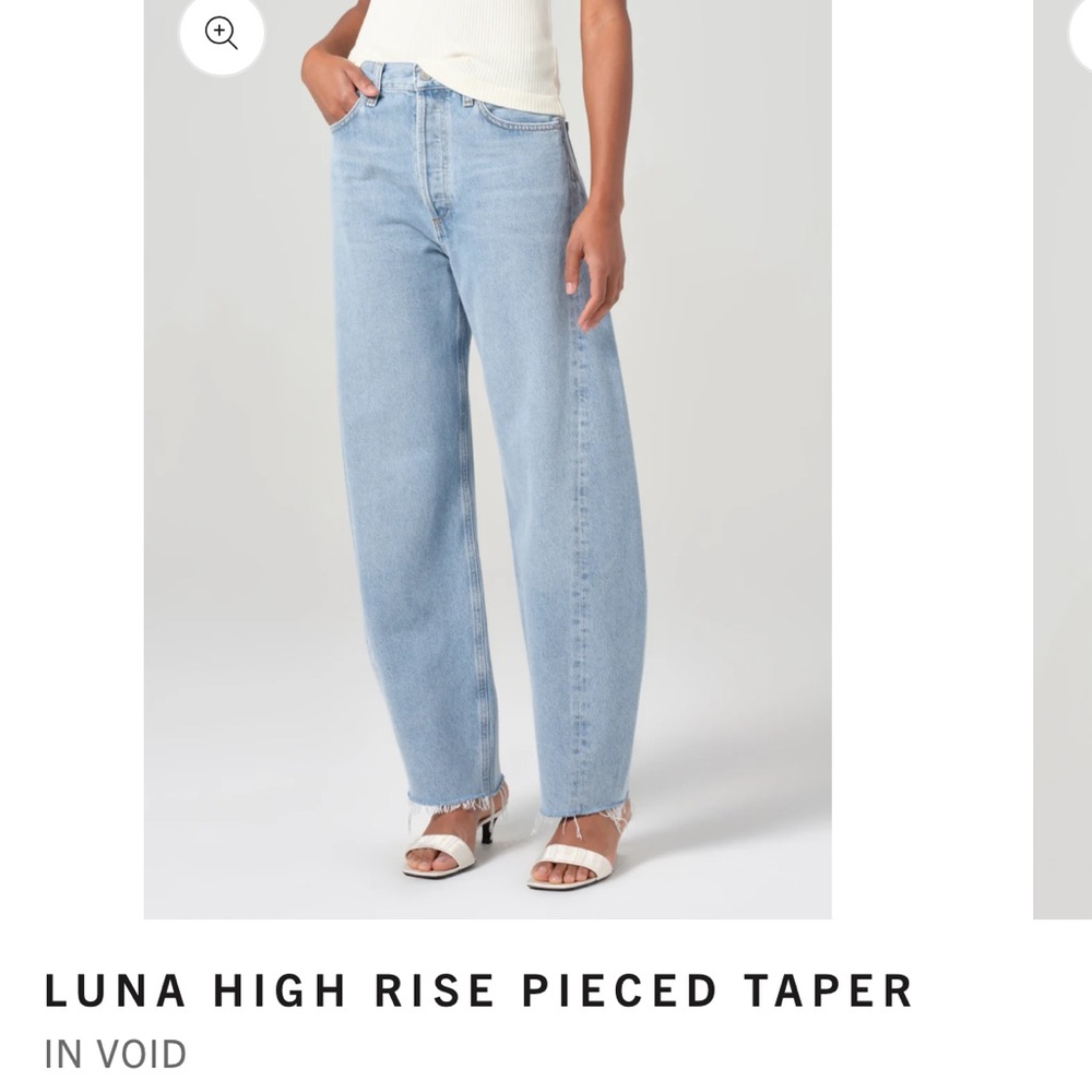 Agolde Luna High Rise Pieced Taper Jeans - Light Blue